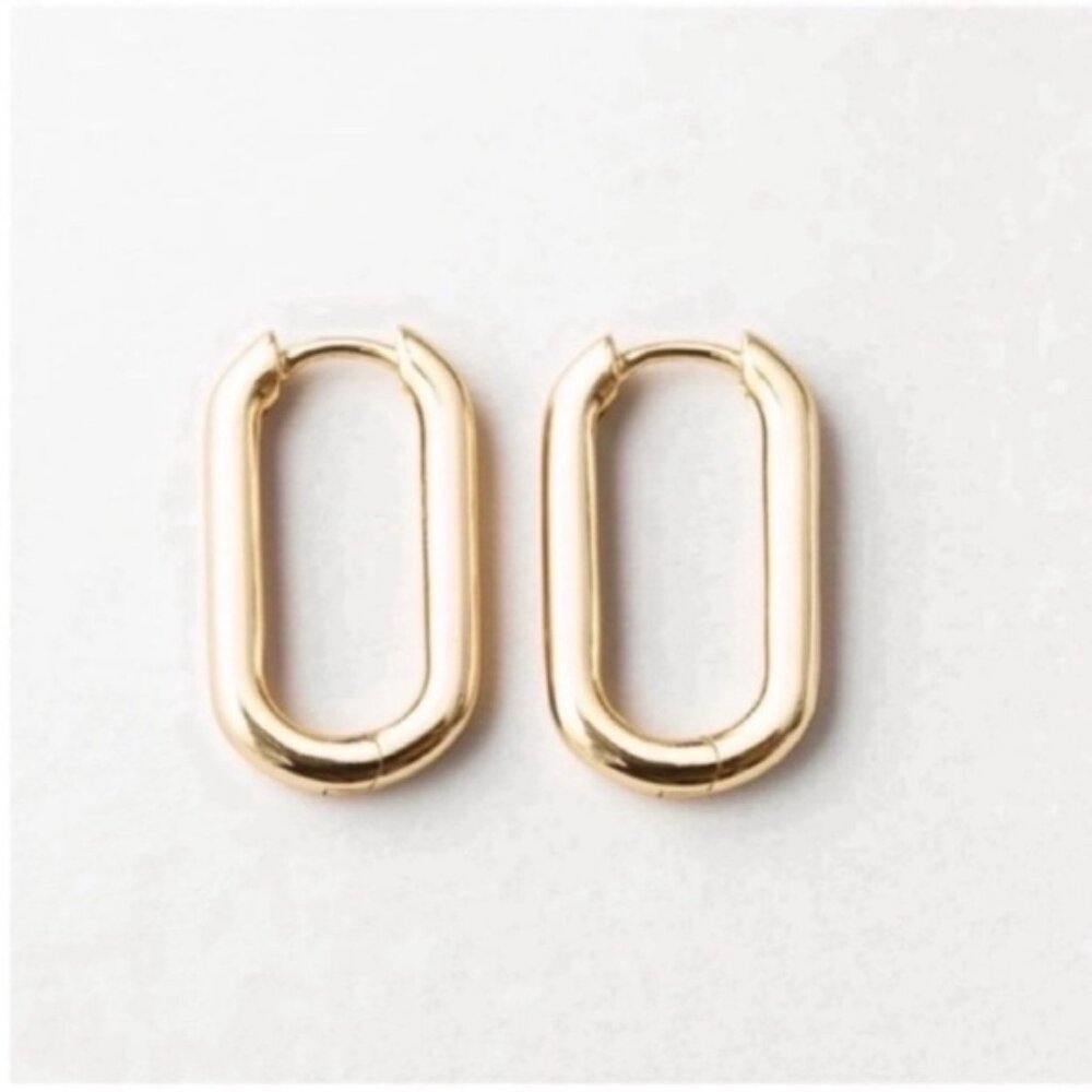 New! Madewell Carmine Gold Medium Huggie Earrings NWOT - Picture 3 of 4